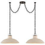 Pottersville Linear Pendant - Distressed Bronze / Ivory Crackle