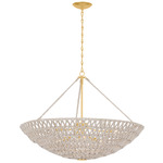 Pleasant Plains Chandelier - Vintage Gold Leaf / Bleached Abaca