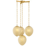 Cherrytown Chandelier - Aged Brass / Cream Cloud