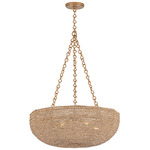 Oliverea Chandelier - Patina Gold Leaf / Wood Beads