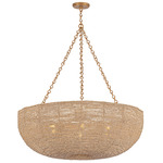 Oliverea Chandelier - Patina Gold Leaf / Wood Beads