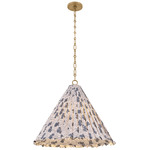 Fitchburg Pendant - Patina Brass / Bloom Navy