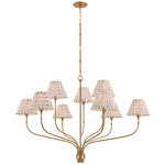 Garnerville Chandelier - Patina Brass / Primrose Red