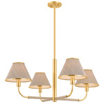 Shore Road Chandelier - Aged Brass / Grasscloth