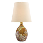Quogue Table Lamp - Aged Brass / Laurel Woods / Wheat Linen