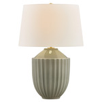Solvay Table Lamp - Aged Brass / Shell Crackle / Off White