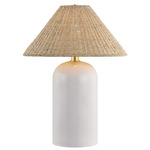 Montoma Table Lamp - Aged Brass / Ceramic Lunar White / Twisted Palm Leaf