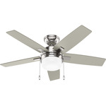 Anisten Ceiling Fan with Light - Brushed Nickel / Matte Nickel / Light Grey Oak