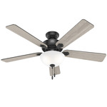 Swanson Ceiling Fan with Bowl Light - Matte Black / Matte Black / Light Gray Oak / Swirled Marble