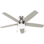 Anisten Ceiling Fan with Light - Brushed Nickel / Matte Nickel / Light Grey Oak
