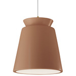 Radiance Trapezoid Tall Pendant - Antique Brass / Adobe