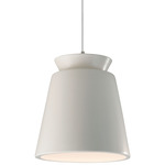 Radiance Trapezoid Tall Pendant - Polished Chrome / Bisque