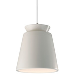 Radiance Trapezoid Tall Pendant - Brushed Nickel / Bisque