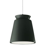 Radiance Trapezoid Tall Pendant - Matte Black / Pewter Green