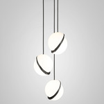 Mini Crescent Multi Light Pendant - Blackened Brass / Opal