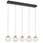 Camerino Linear Multi Light Chandelier - Matte Black / Clear
