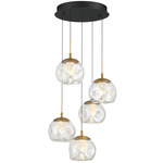 Camerino Round Multi Light Pendant - Matte Black / Clear