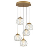 Camerino Round Multi Light Pendant - Painted Antique Brass / Clear