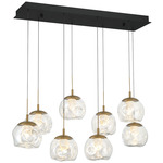 Camerino Rectangular Multi Light Chandelier - Matte Black / Clear