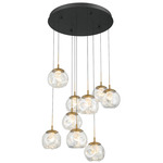 Camerino Round Multi Light Pendant - Matte Black / Clear