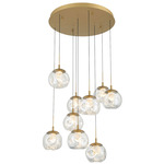 Camerino Round Multi Light Pendant - Painted Antique Brass / Clear