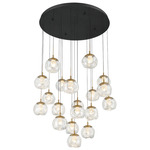 Camerino Round Multi Light Pendant - Matte Black / Clear