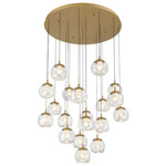 Camerino Round Multi Light Pendant - Painted Antique Brass / Clear