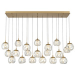 Camerino Rectangular Multi Light Chandelier - Painted Antique Brass / Clear