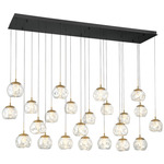 Camerino Rectangular Multi Light Chandelier - Matte Black / Clear