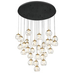 Camerino Round Multi Light Pendant - Matte Black / Clear