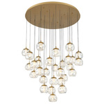 Camerino Round Multi Light Pendant - Painted Antique Brass / Clear