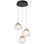 Camerino Round Multi Light Pendant - Matte Black / Clear