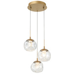 Camerino Round Multi Light Pendant - Painted Antique Brass / Clear