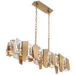 Castellana Linear Chandelier - Brushed Brass / Crystal