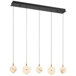 Corfu Linear Multi Light Chandelier - Black / Alabaster
