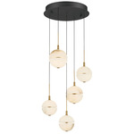 Corfu Round Multi Light Chandelier - Black / White