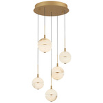Corfu Round Multi Light Chandelier - Painted Antique Brass / White