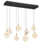 Corfu Rectangular Multi Light Chandelier - Black / Alabaster