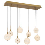 Corfu Rectangular Multi Light Chandelier - Painted Antique Brass / Alabaster