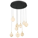 Corfu Round Multi Light Chandelier - Black / White