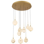 Corfu Round Multi Light Chandelier - Painted Antique Brass / White