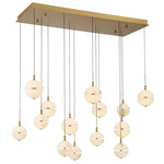 Corfu Rectangular Multi Light Chandelier - Painted Antique Brass / Alabaster