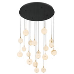 Corfu Round Multi Light Chandelier - Black / White