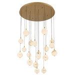 Corfu Round Multi Light Chandelier - Painted Antique Brass / White