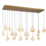 Corfu Rectangular Multi Light Chandelier - Painted Antique Brass / Alabaster