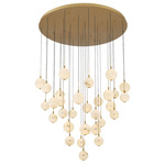 Corfu Round Multi Light Chandelier - Painted Antique Brass / White