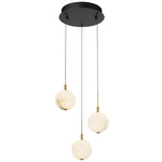 Corfu Round Multi Light Chandelier - Black / White