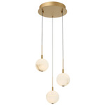 Corfu Round Multi Light Chandelier - Painted Antique Brass / White