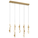 Etna Linear Multi Light Chandelier - Painted Antique Brass / Alabaster