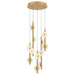 Etna Round Multi Light Chandelier - Painted Antique Brass / Alabaster